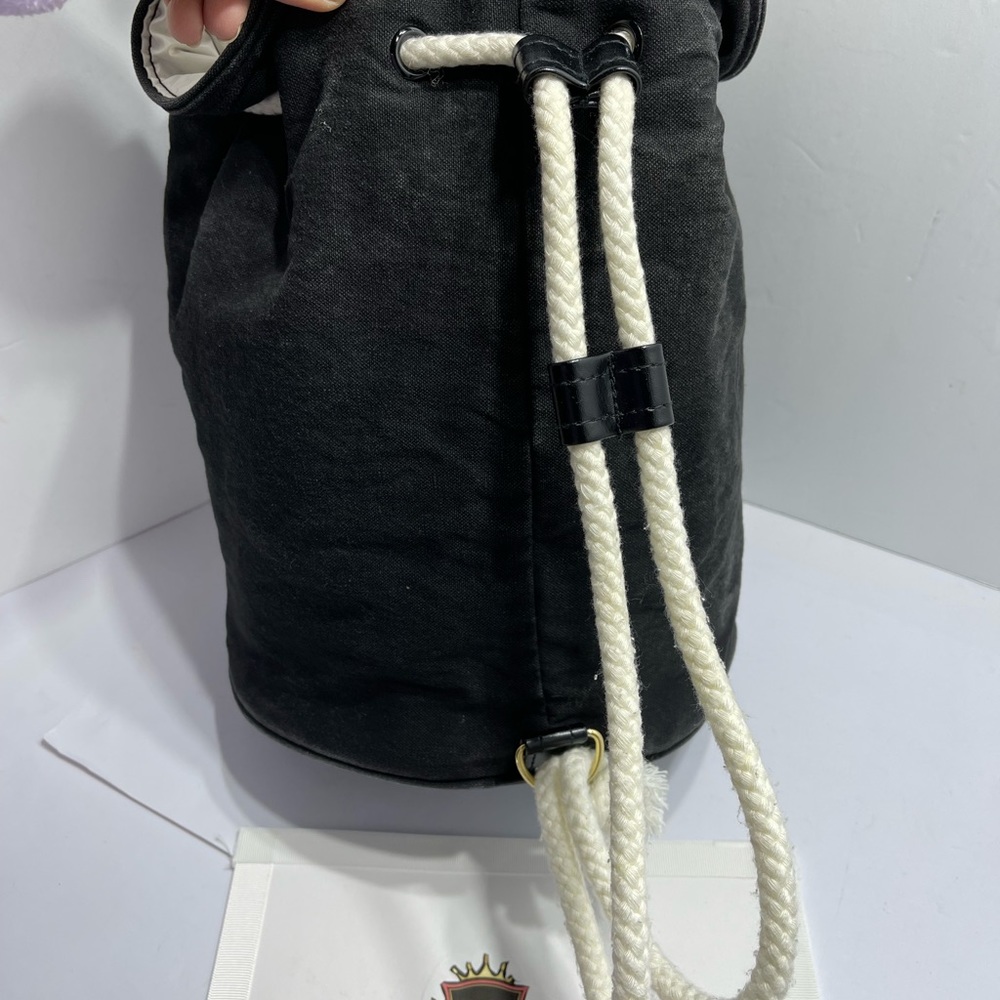 Chanel Rucksack Drawstring Pool Bag in Black Canvas. - Picture 5 of 13